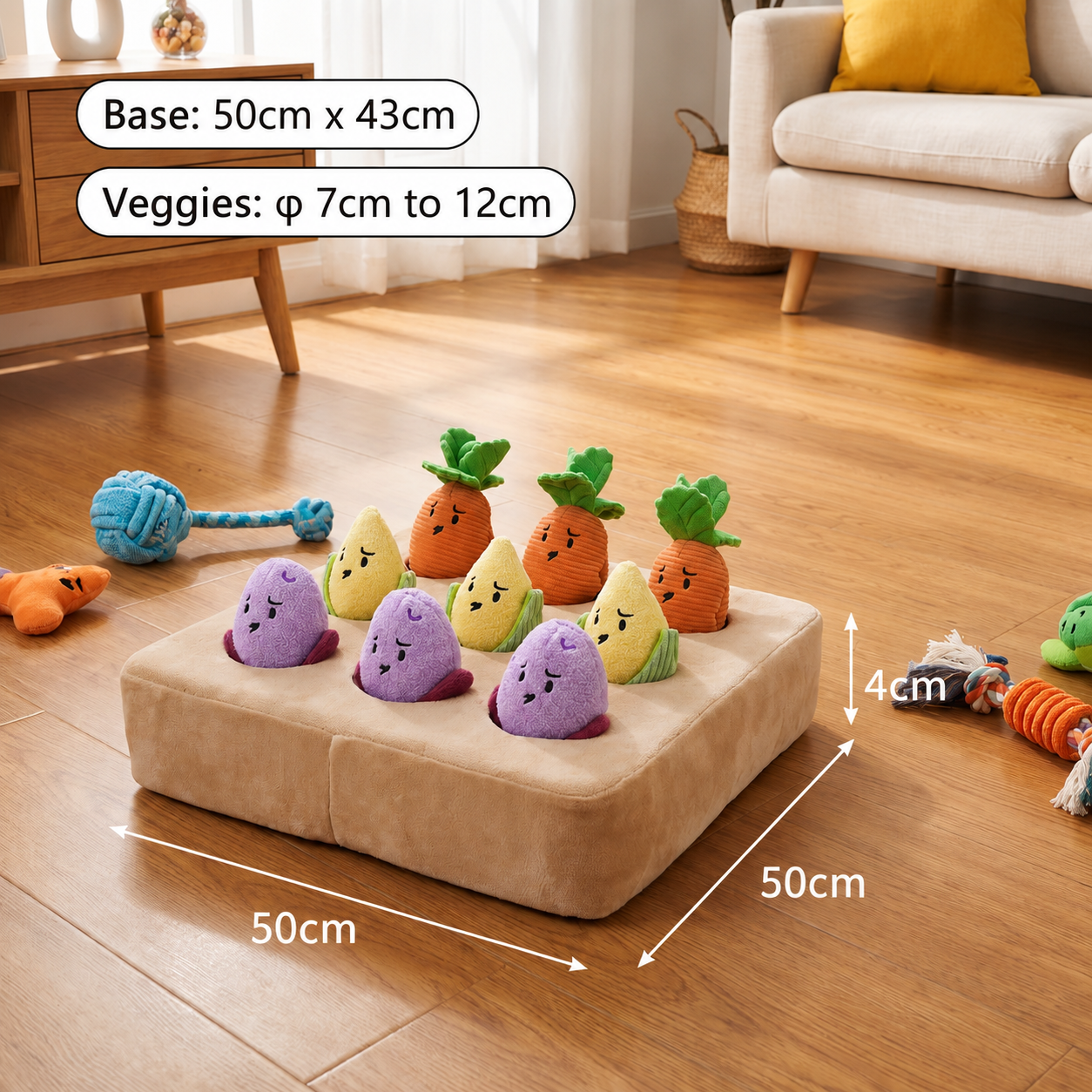 Interactive Vegetable Garden Treat Toy – Hide & Seek Snuffle Puzzle with Squeaky Veggies