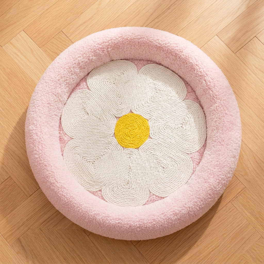 Flower Cat Scratcher Bed – Cozy 2-in-1 Scratching Lounge