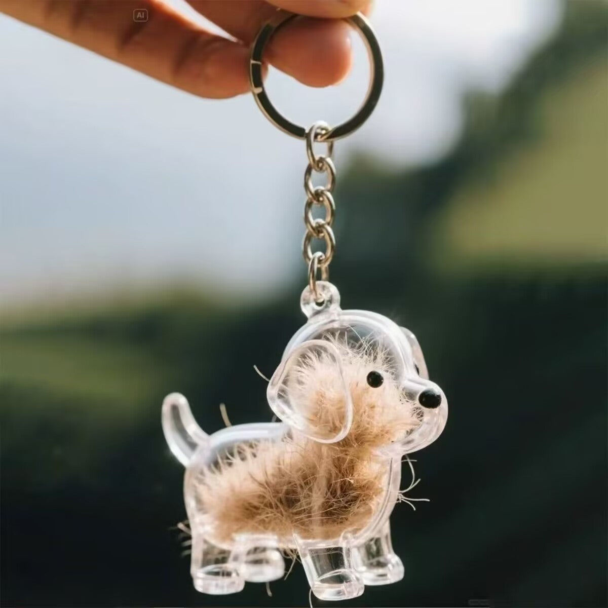 Memorial fur pendant in dog shape