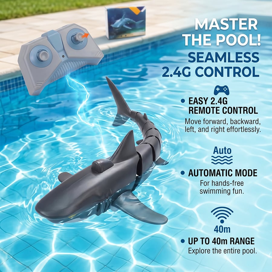Remote Control Shark Toy – Realistic RC Shark for Pools, Bath & Water Play