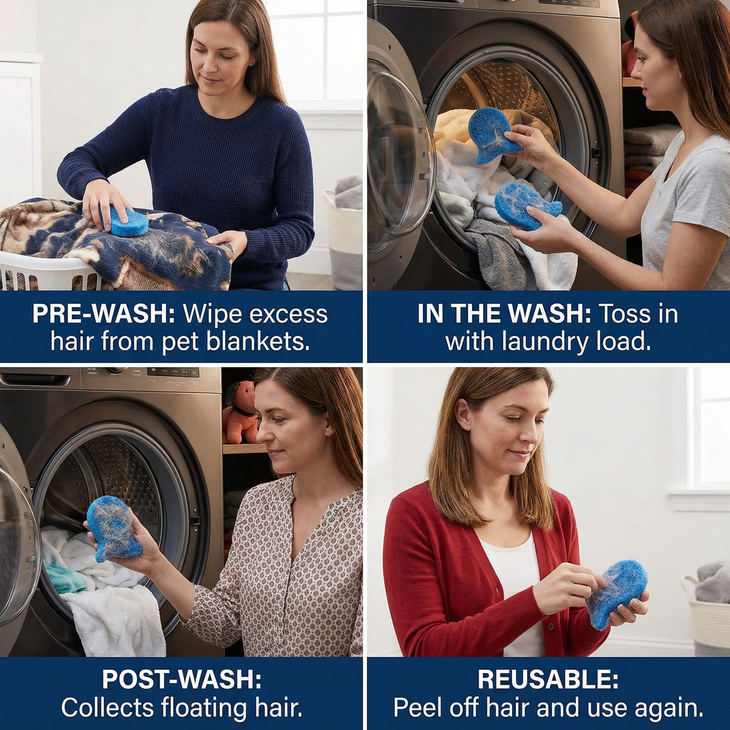 Washing Machine Pet Hair Remover – Sticky Lint Catcher for Dog & Cat Hair