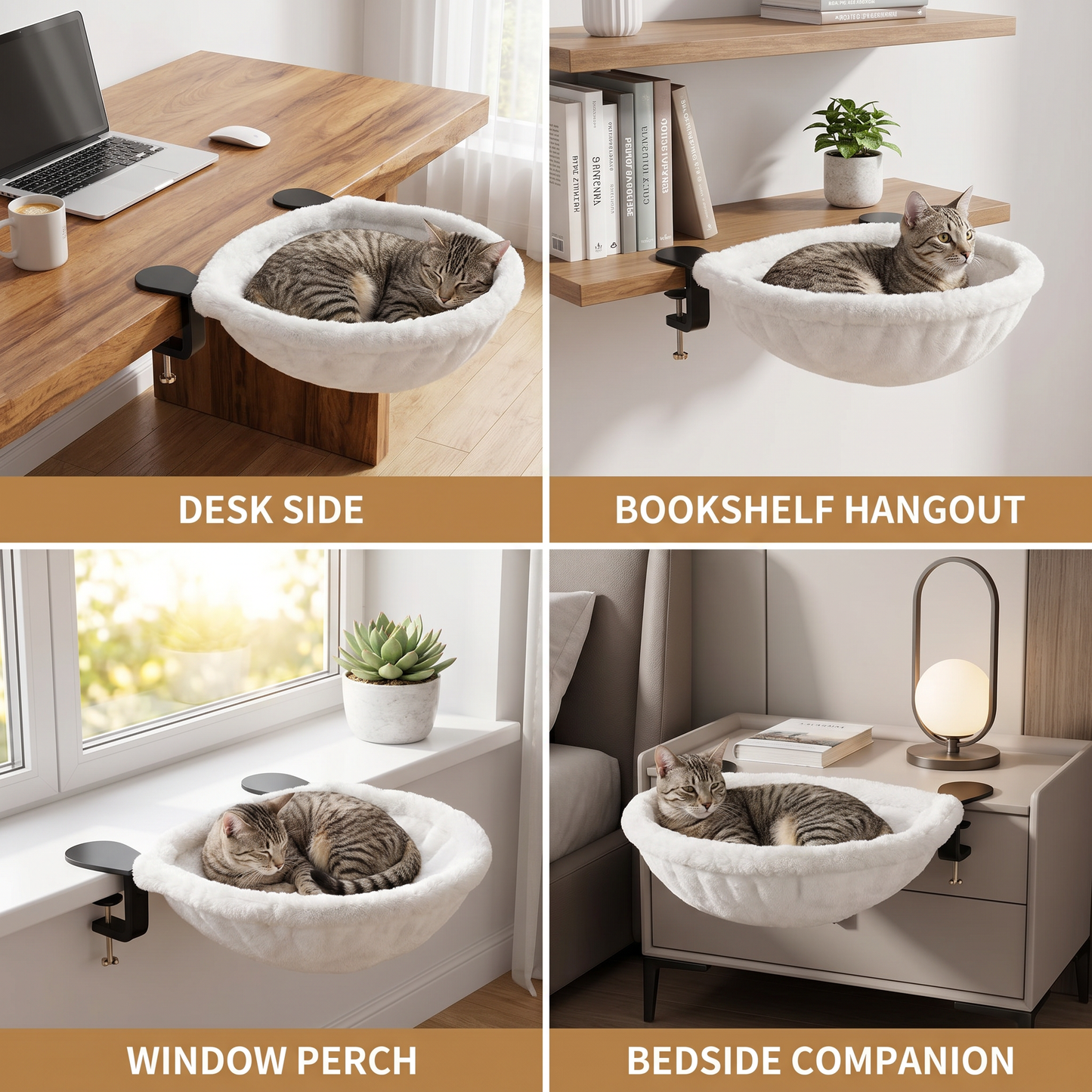 Premium Hanging Cat Hammock for Desks & Shelves
