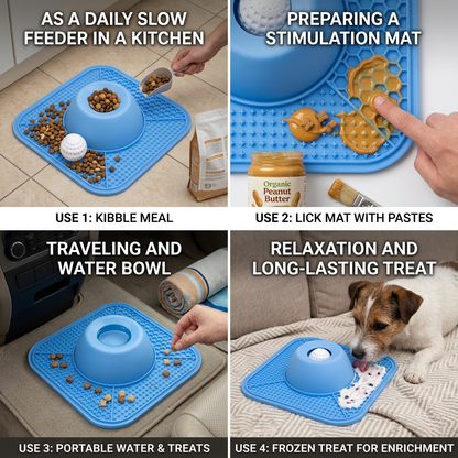 2in1 Slow Feeder Dog Bowl with Lick Mat