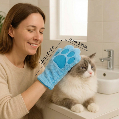 Animal care microfibre glove – dry bath towel & coat cleaning for cats