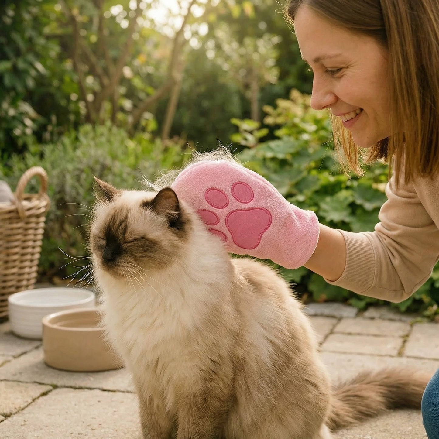 Animal care microfibre glove – dry bath towel & coat cleaning for cats