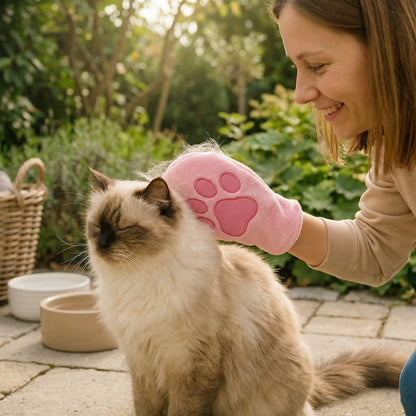 Animal care microfibre glove – dry bath towel & coat cleaning for cats