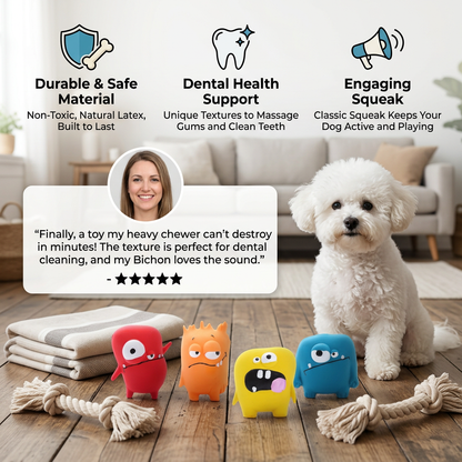 Durable Natural Monster Latex Dental Squeaky Dog Toy