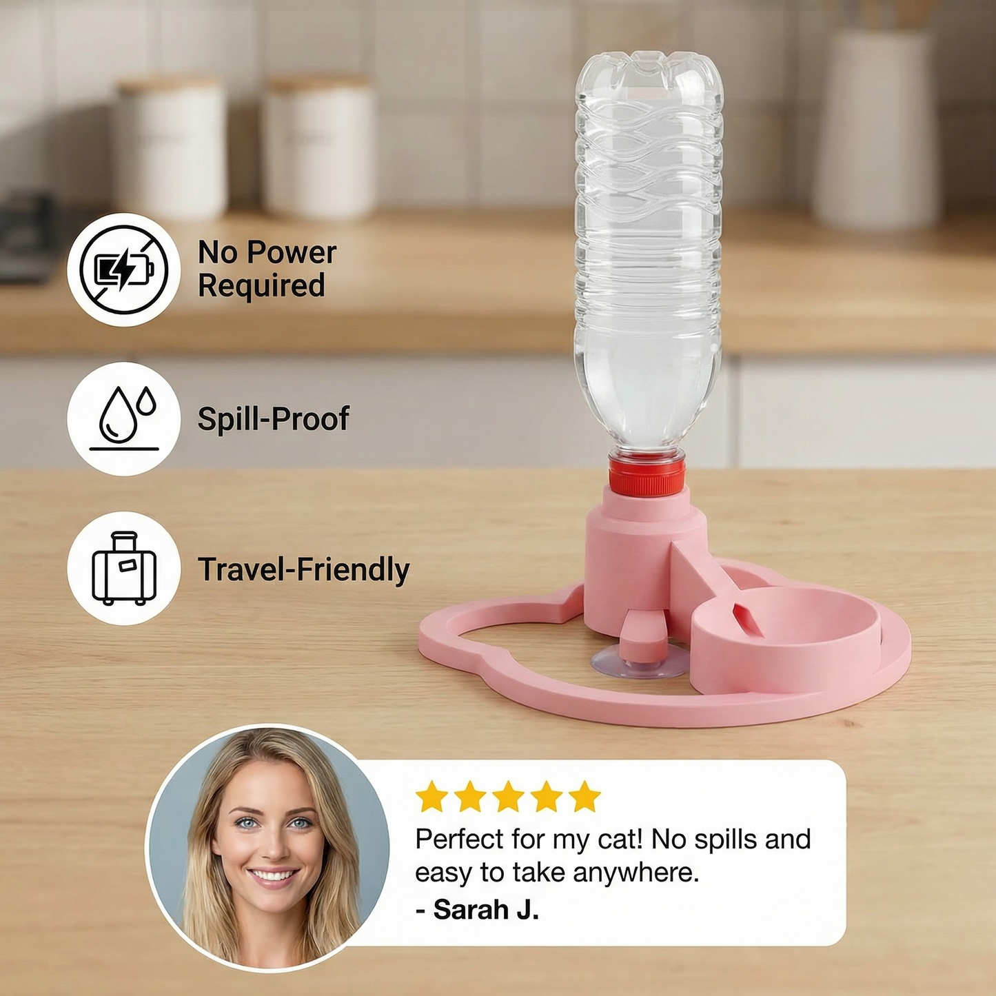 Automatic Pet Water Dispenser – No Power Required, Spill-Proof & Travel-Friendly