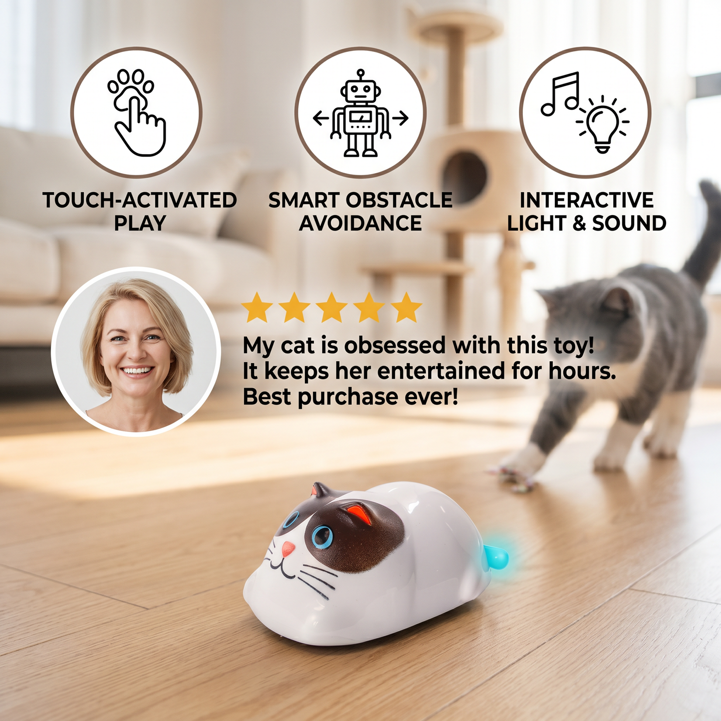 Touch-Activated Smart Cat Robot Toy