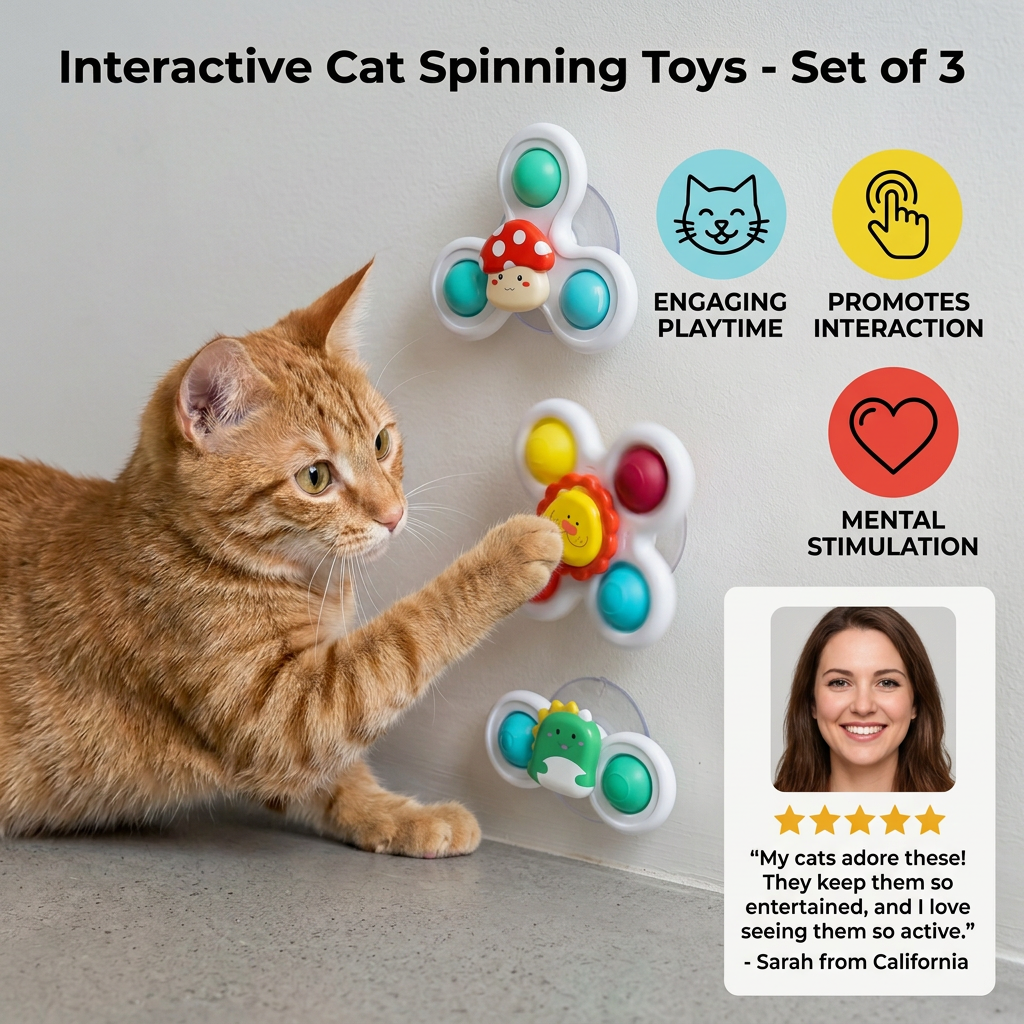 Interactive Cat Spinning Toys - Set of 3