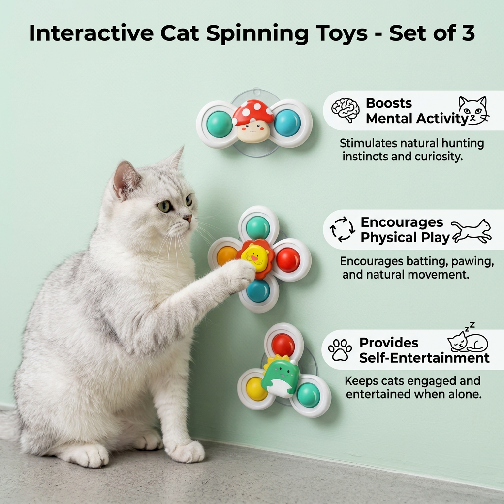 Interactive Cat Spinning Toys - Set of 3