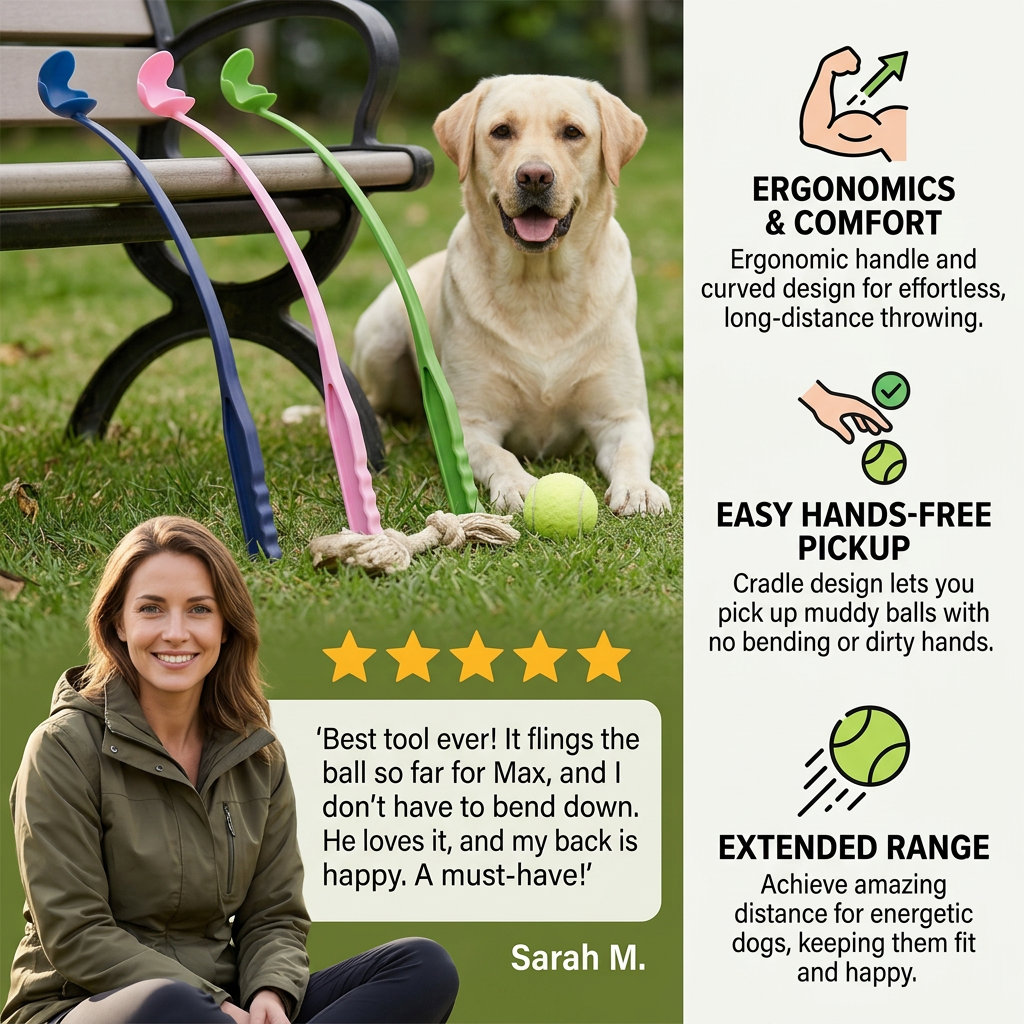 Interactive Tennis Ball Launcher for Dogs – Long-Handle Fetch Thrower