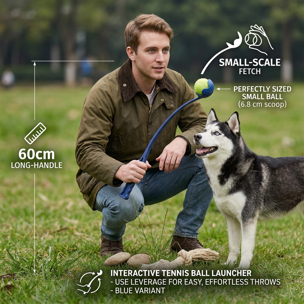 Interactive Tennis Ball Launcher for Dogs – Long-Handle Fetch Thrower