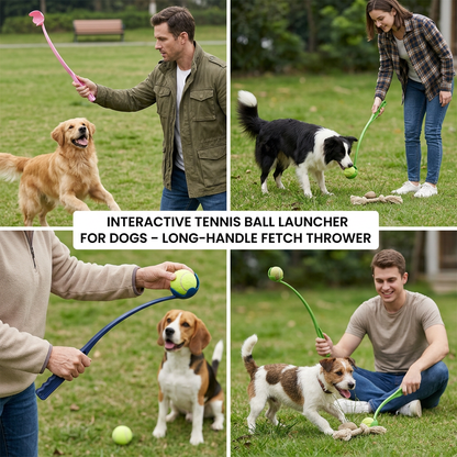 Interactive Tennis Ball Launcher for Dogs – Long-Handle Fetch Thrower