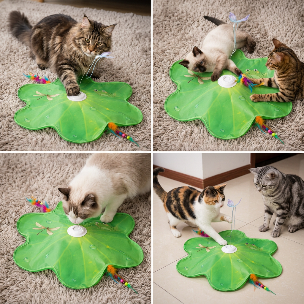 3-in-1 Interactive Butterfly Cat Toy – Play Mat with Butterfly & Feather Teasers