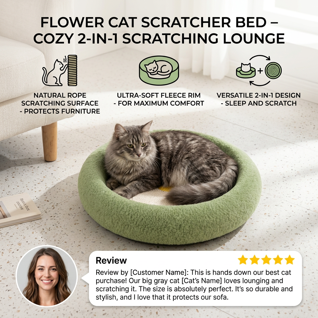 Flower Cat Scratcher Bed – Cozy 2-in-1 Scratching Lounge