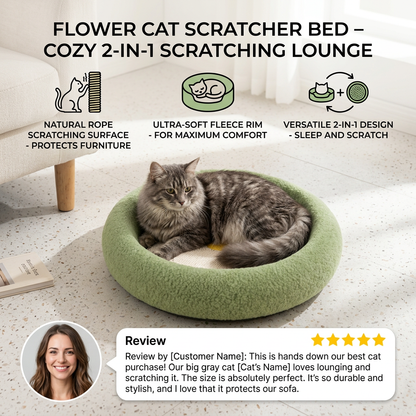 Flower Cat Scratcher Bed – Cozy 2-in-1 Scratching Lounge