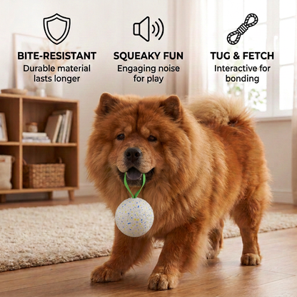 Indestructible Squeaky Dog Ball – Bite-Resistant Interactive Tug & Fetch Toy