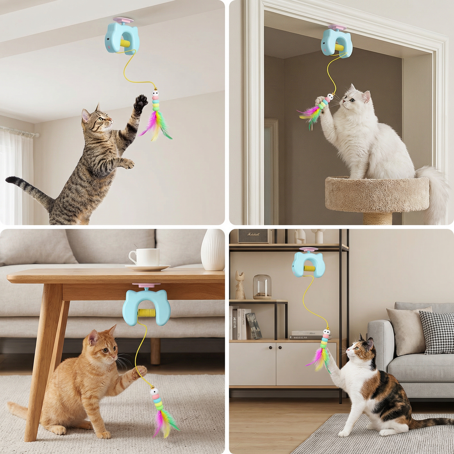 Interactive Cat Feather Toy – Electric Door Hanging Auto Swing Cat Teaser