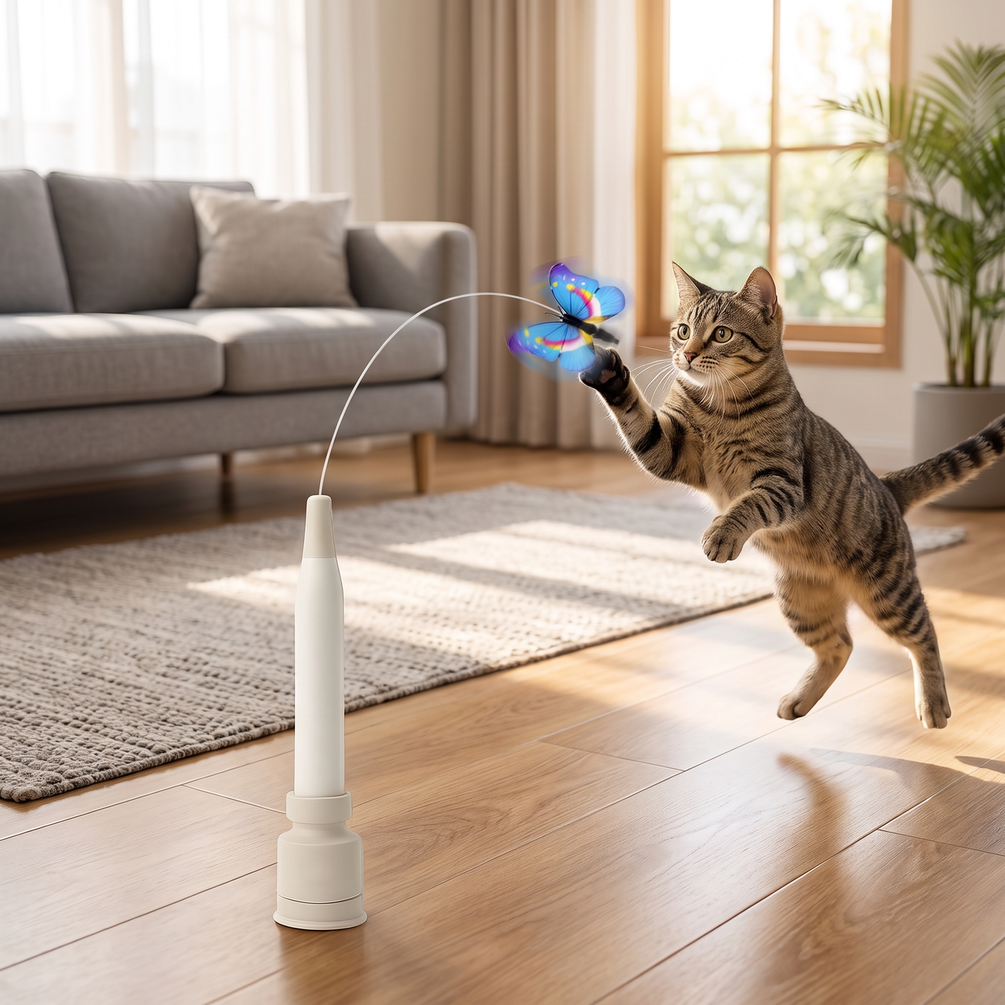 Interactive Spinning Butterfly Cat Toy – Rechargeable Motion Teaser Wand