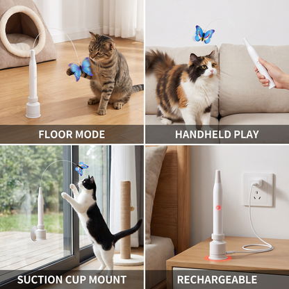 Interactive Spinning Butterfly Cat Toy – Rechargeable Motion Teaser Wand