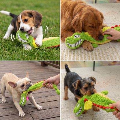 Durable Plush Dragon Dog Toy – Squeaky Crinkle Tug Toy