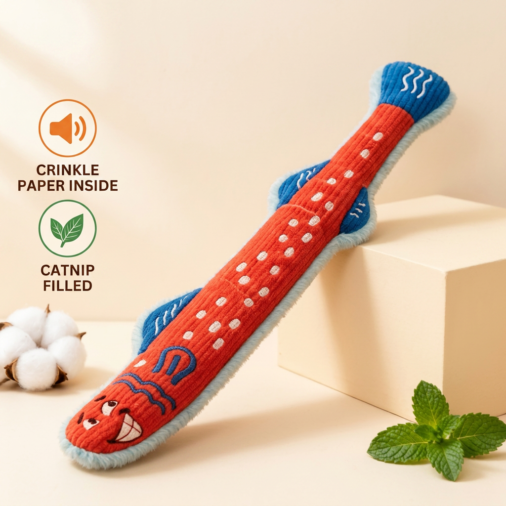 Catnip Crinkle Kicker Toy – Plush Cat Kick & Cuddle Toy