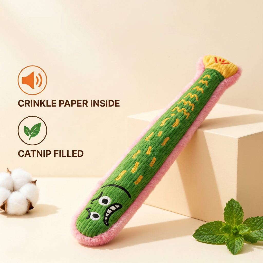 Catnip Crinkle Kicker Toy – Plush Cat Kick & Cuddle Toy
