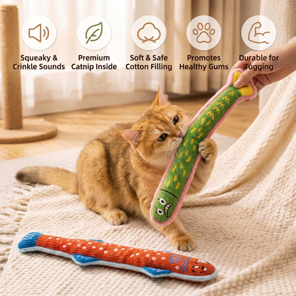 Catnip Crinkle Kicker Toy – Plush Cat Kick & Cuddle Toy