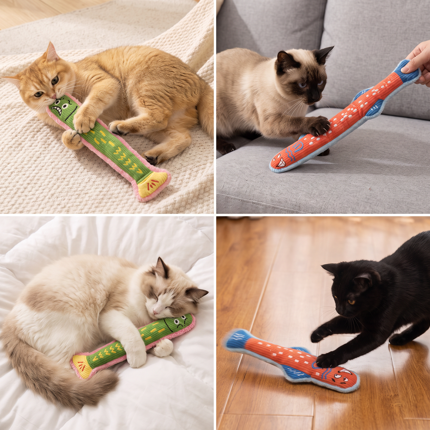 Catnip Crinkle Kicker Toy – Plush Cat Kick & Cuddle Toy