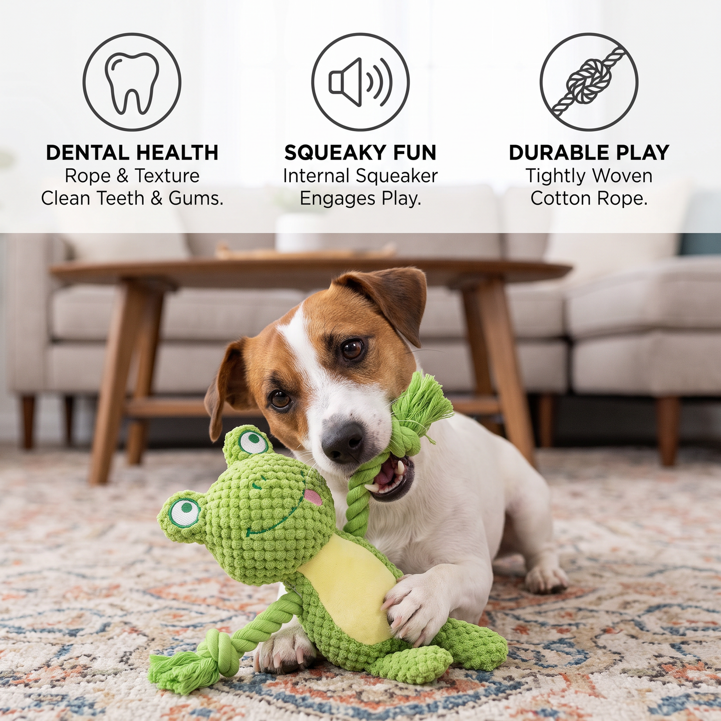 Cotton Rope Plush Dental Squeaky Dog Toy