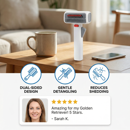 2-in-1 Pet Grooming & Trimming Brush – Dematting & Undercoat Comb for Long & Short Hair