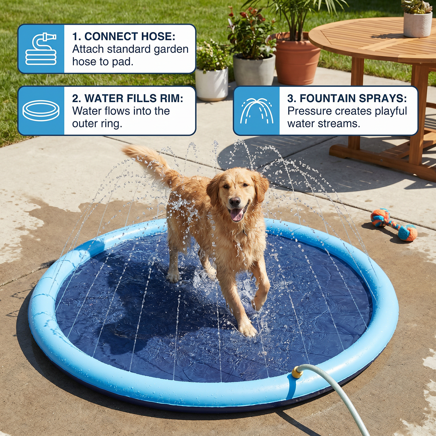 Durable Dog Fountain Splash Pad  - Summer Toy