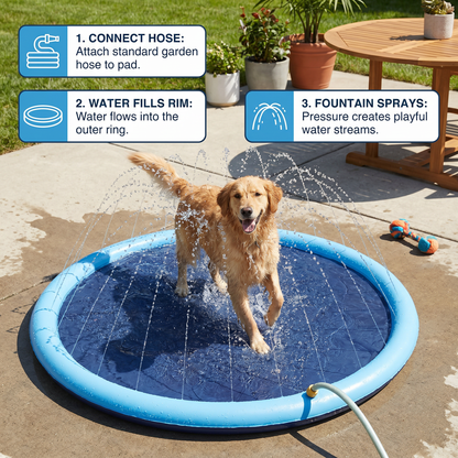 Durable Dog Fountain Splash Pad  - Summer Toy
