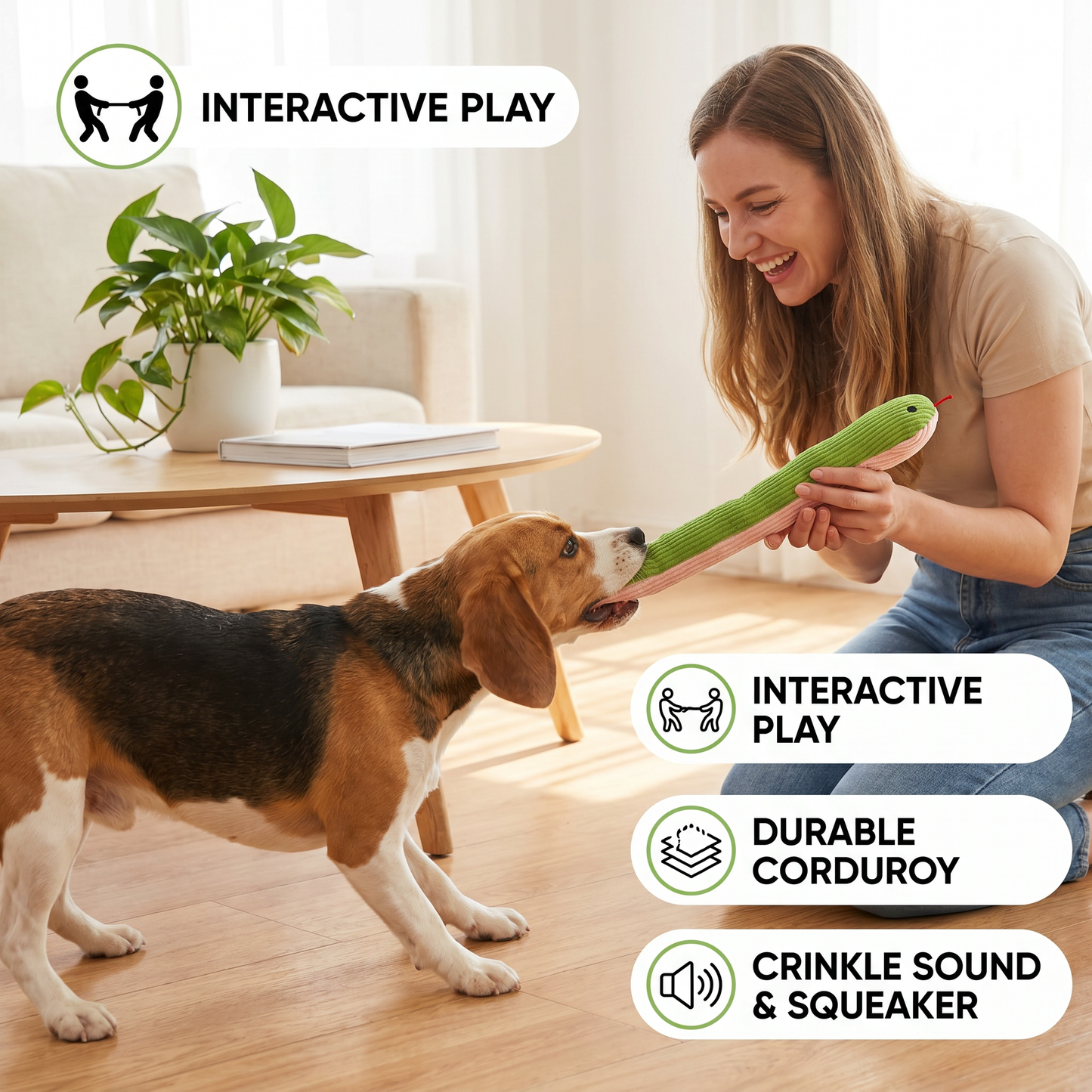 Durable Dog Snake Plush Toy