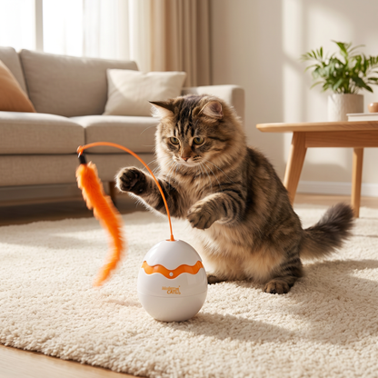 Interactive Wobble Egg Cat Toy – Automatic Feather Teaser