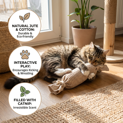 Eco-Friendly Catnip Jute Bag Toy for Cats – Durable Interactive Play Bag