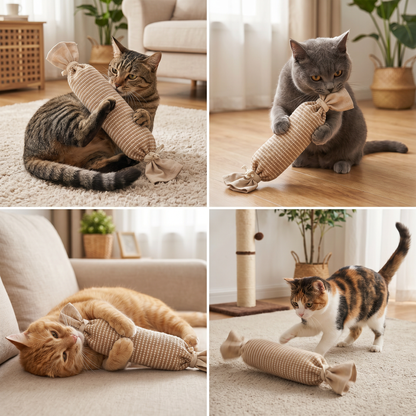 Eco-Friendly Catnip Jute Bag Toy for Cats – Durable Interactive Play Bag
