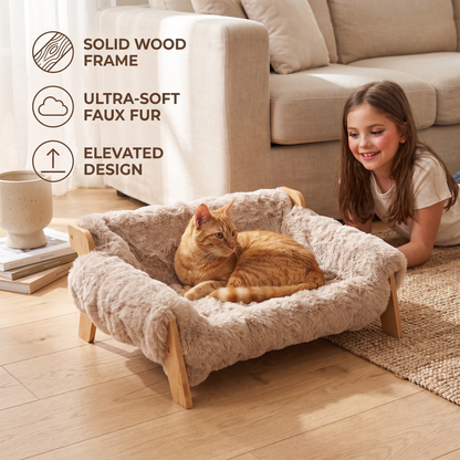 Luxury Elevated Solid Wood Pet Couch Bed