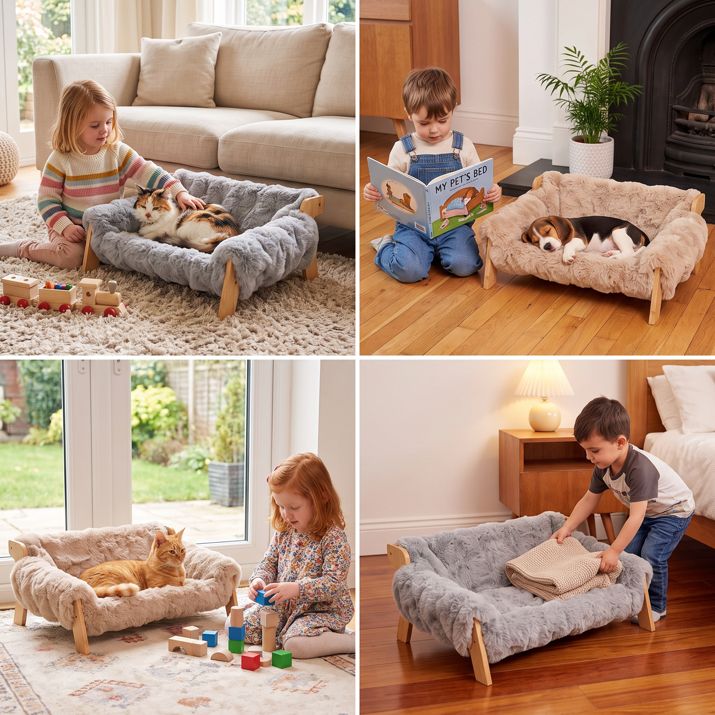 Luxury Elevated Solid Wood Pet Couch Bed