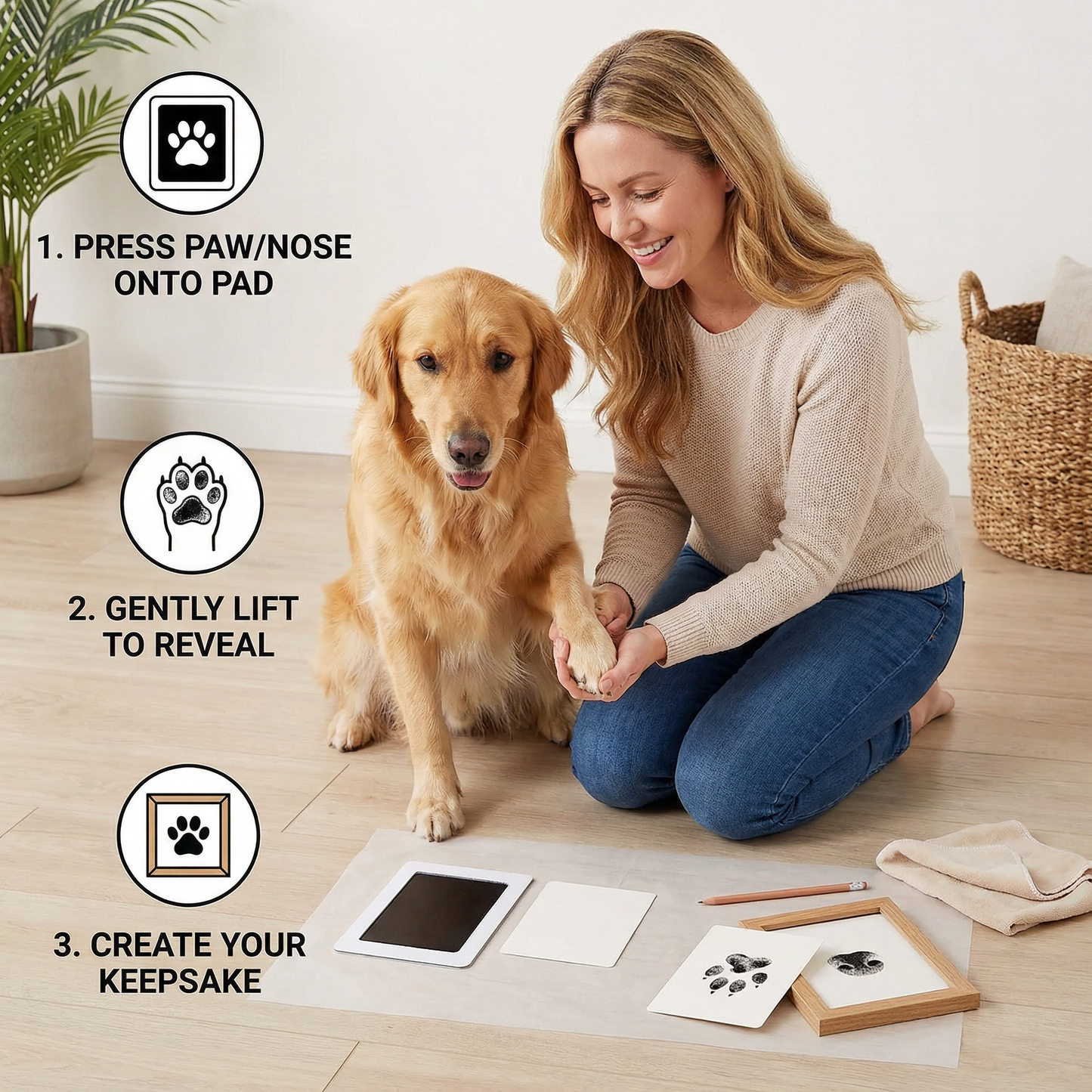Pet Paw & Nose Print Kit – DIY Keepsake for Dogs