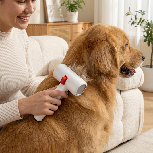 2-in-1 Pet Grooming & Trimming Brush – Dematting & Undercoat Comb for Long & Short Hair