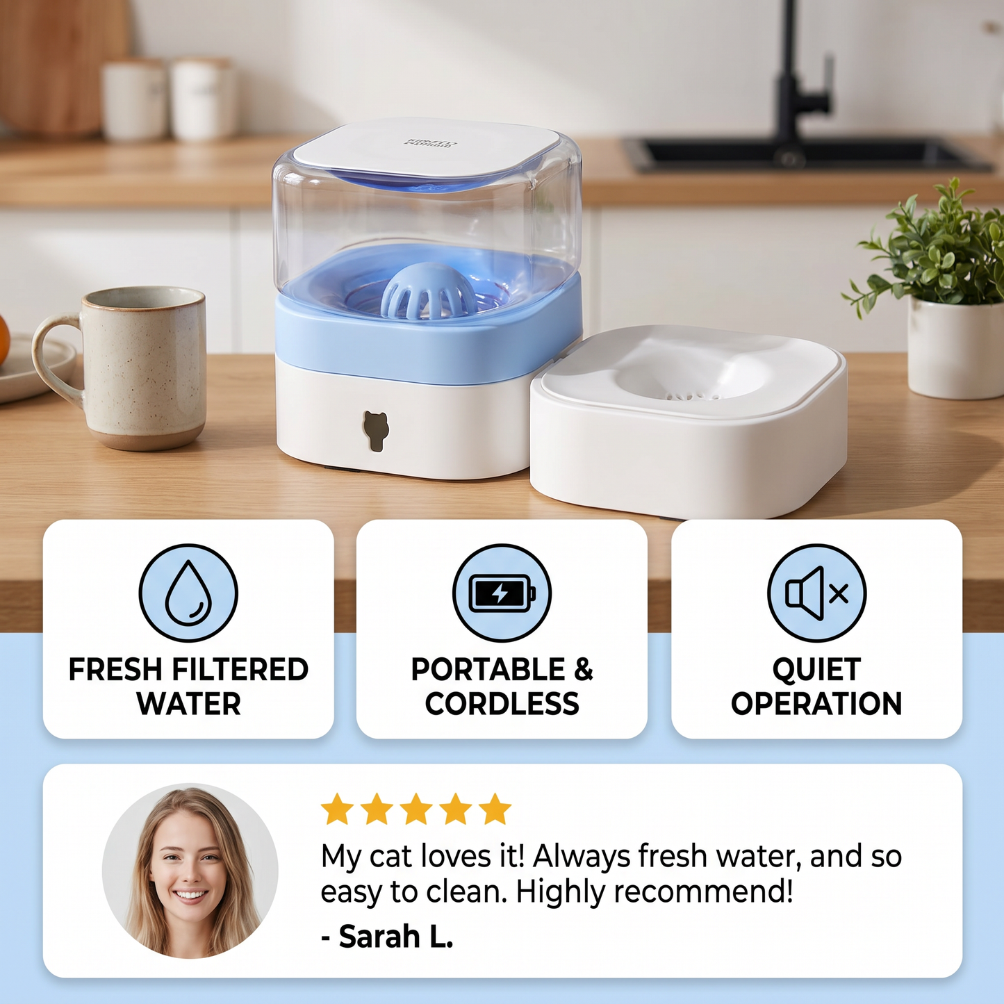 Automatic portable water dispenser for cats