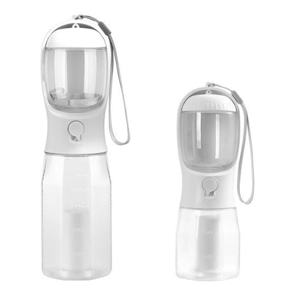 3 in 1 portable dog water bottle with food container and poop bag