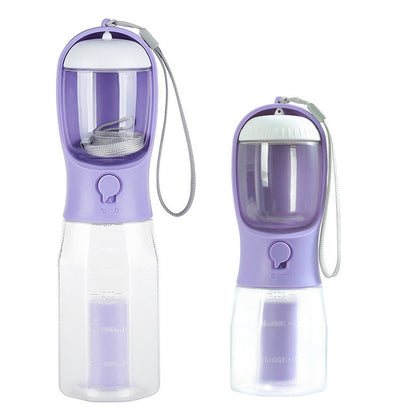 3 in 1 portable dog water bottle with food container and poop bag