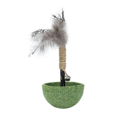 Teeth Cleaning Catnip Tumbler Cat Toy – Interactive Feather Teaser with Bell