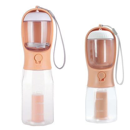 3 in 1 portable dog water bottle with food container and poop bag