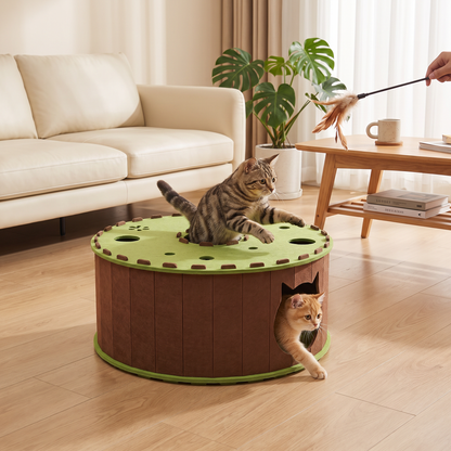 4-in-1 Foldable Cat Tunnel House – Interactive Hideaway, Scratcher & Play Bed