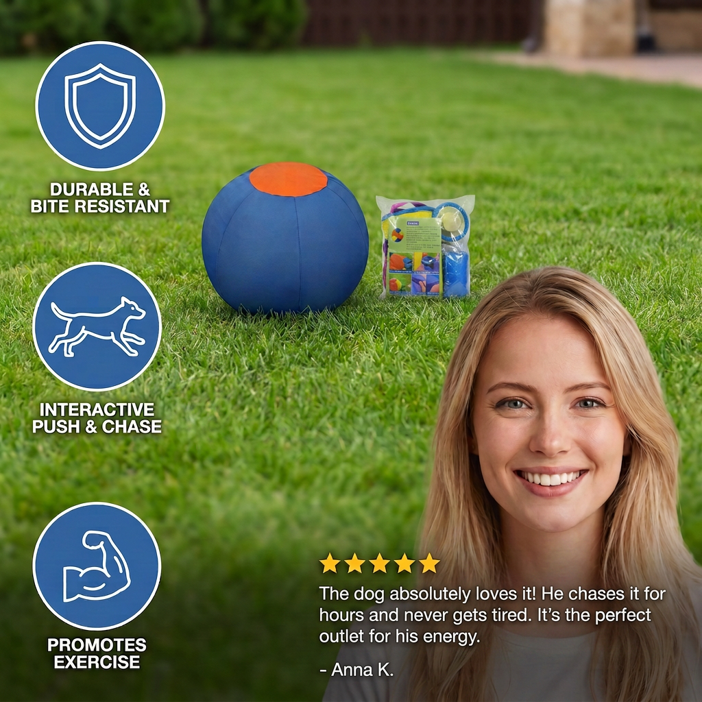 Inflatable Bite Resistant Herding Ball for Dogs – Durable Interactive Push & Chase Toy