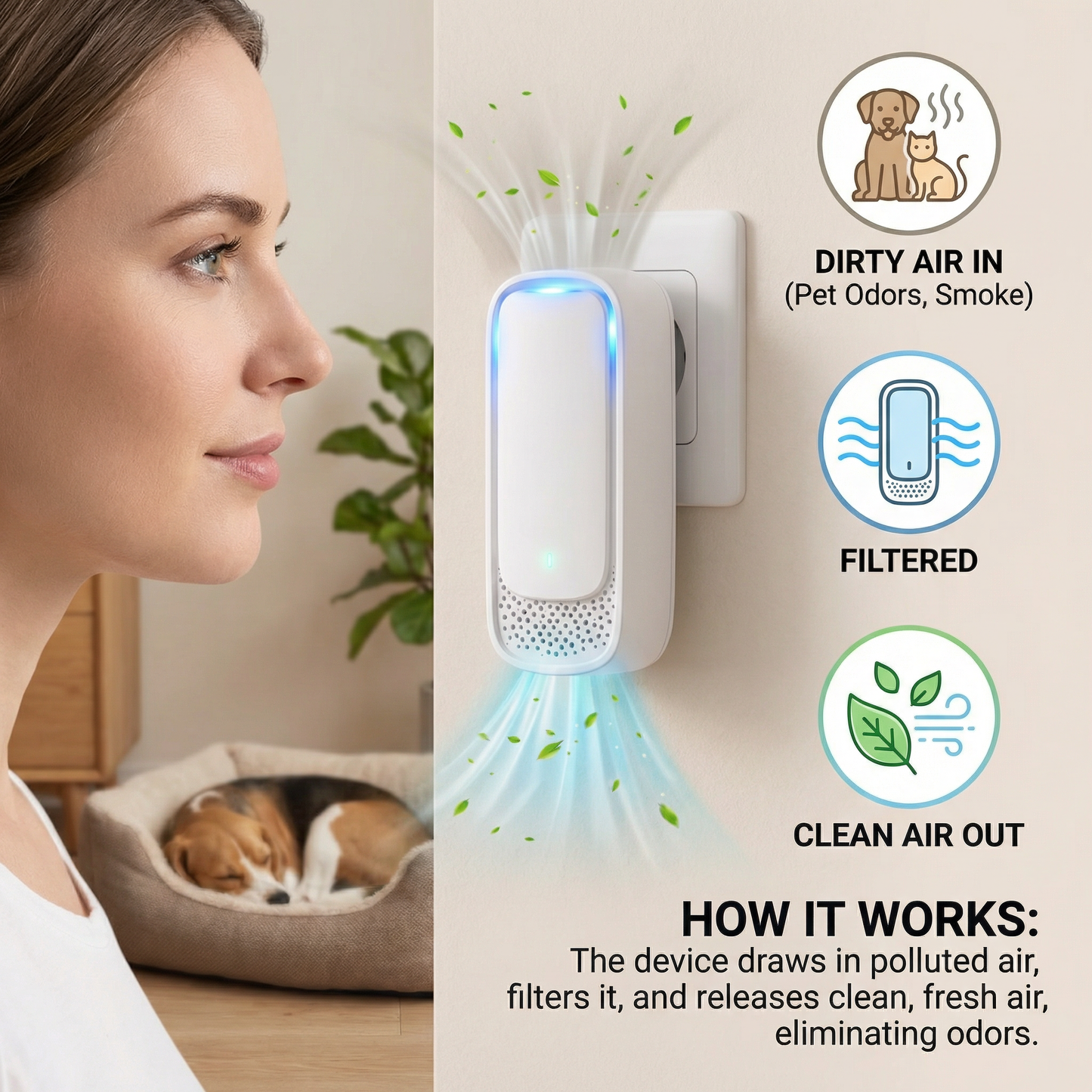 Portable Air Purifier & Odour Eliminator – Ideal for Pet Homes